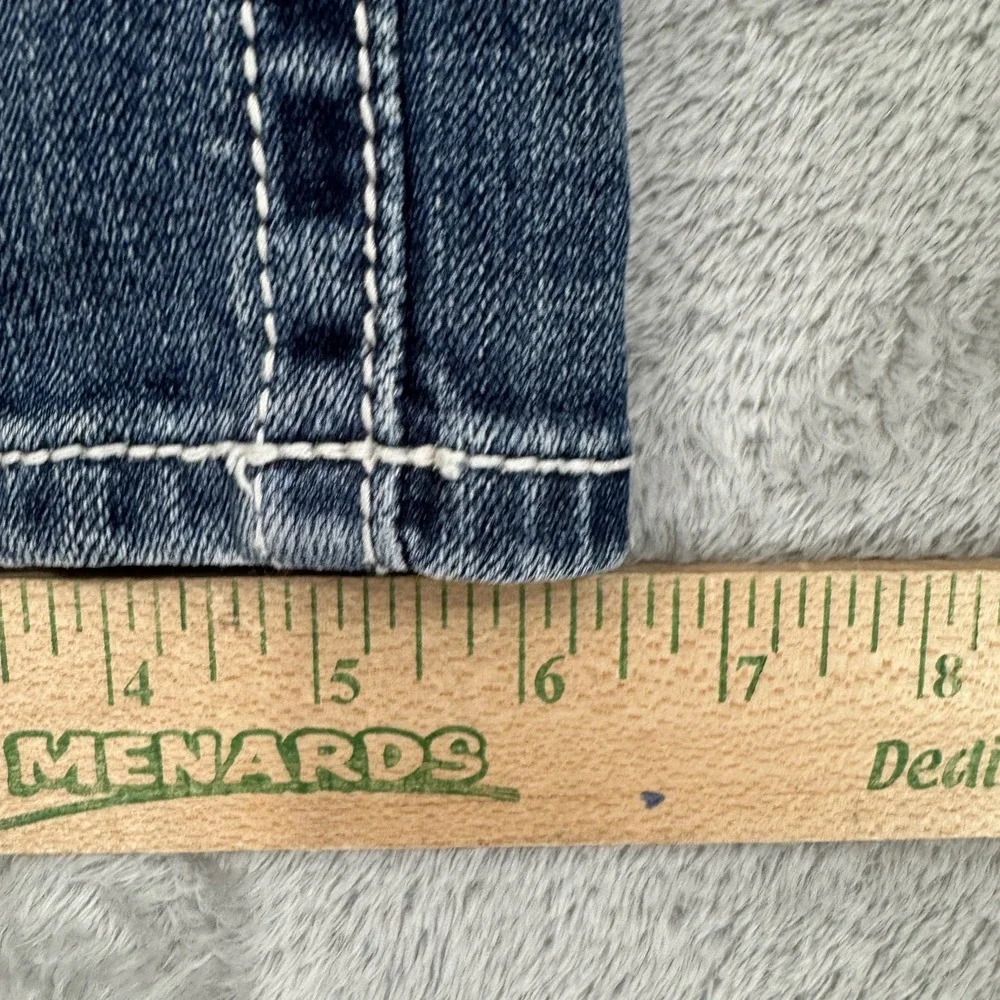 Miss Me Straight Low Rise Jeans Womens 27 Stretch Embellished Dark Wash Blue Y2K